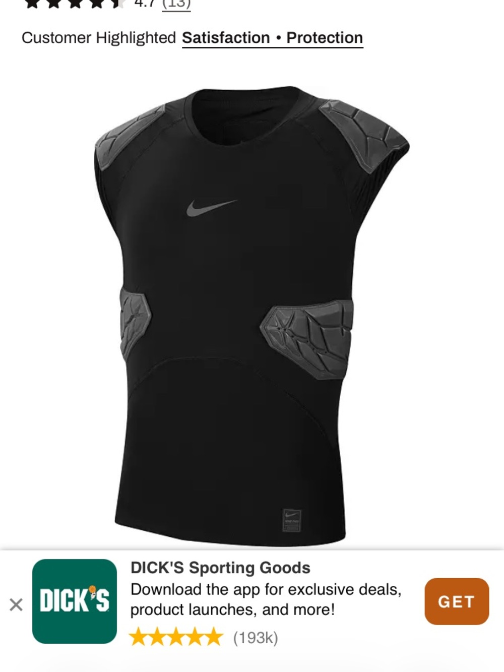 Men’s Medium Nike Pro Dri-FIT Hyperstrong Sleeveless Football Shirt Black